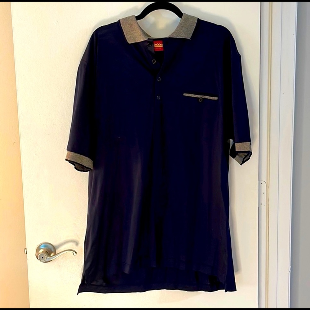 Roca Mens Navy Short Sleeve Polo Shirt with button up pocket